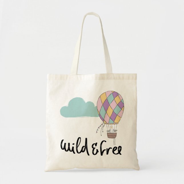 Funny Typografy Hot Air Balloon Bird Tragetasche (Vorne)
