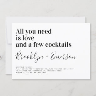 Funny Typografy Schwarz-weiß Wedding Einladung