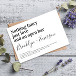 Funny Typografy Schwarz-weiß Wedding Einladung<br><div class="desc">Laden Sie Freunde und Familie zu Ihren Hochzeitsfeiern mit dieser lustigen Einladung ein. Der Text lautet "Nichts extravagant nur Liebe und ein offener Bar"</div>