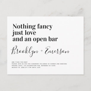 Funny Typografy Schwarz-weiß Wedding Postkarte