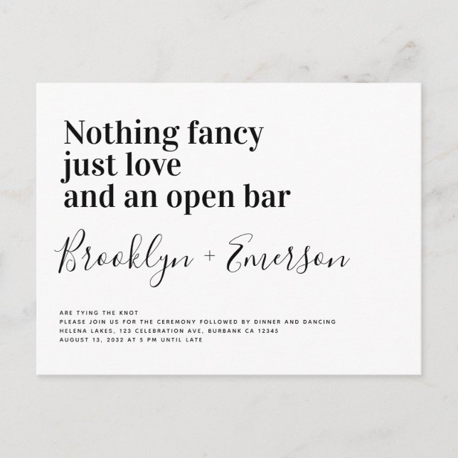 Funny Typografy Schwarz-weiß Wedding Postkarte (Vorderseite)