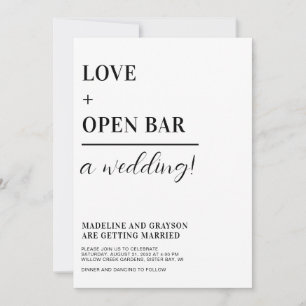 Funny Typografy Schwarz-weiße Lässige Hochzeit Einladung