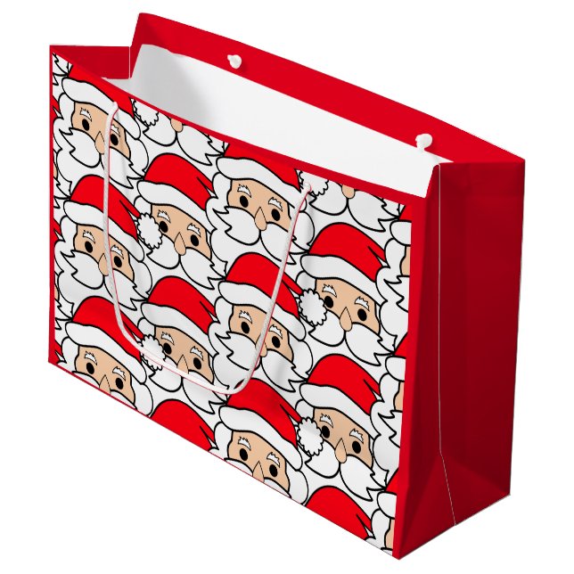 Funny überfüllt Weihnachtsmann Face Geschenktasche Große Geschenktüte (Vorderseite Schrägansicht)