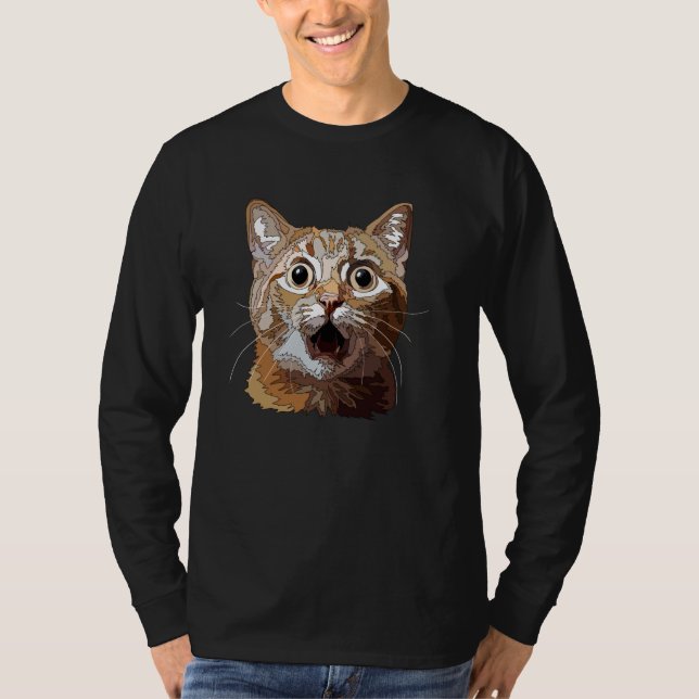 Funny Überrasched Cat T-Shirt (Vorderseite)