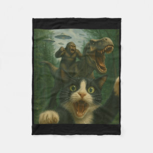 Funny überraschend beängstigend Katze Selfie T-rex Fleecedecke