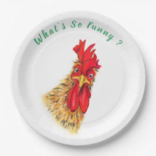 Funny überraschend Neugierige Rooster - Custom Tex Pappteller