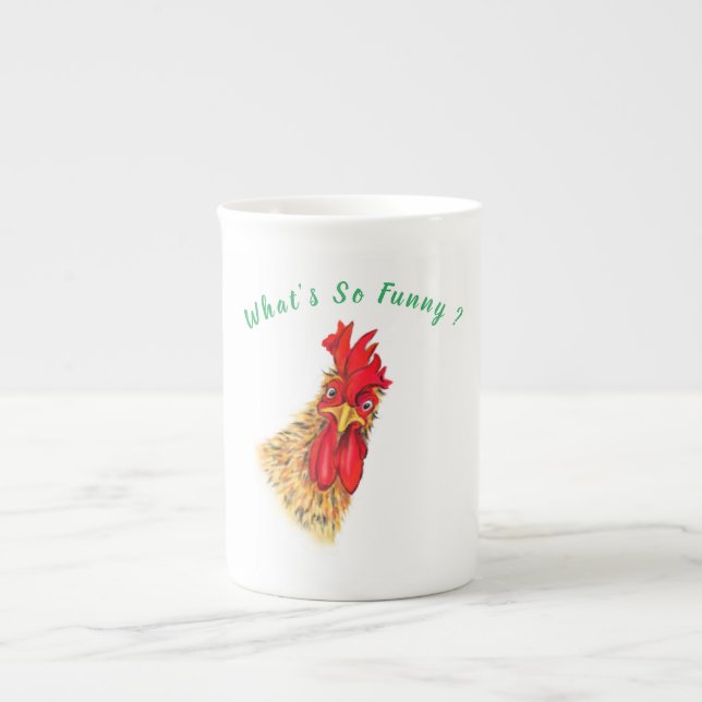 Funny überraschend Neugierige Rooster - Custom Tex Prozellantasse (Vorderseite)