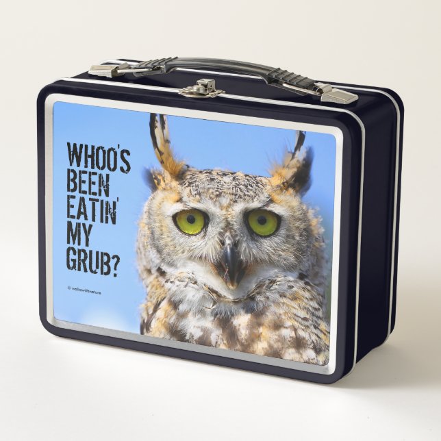 Funny überraschend Schöne große Horned Owl Metall Brotdose (Vorderseite)