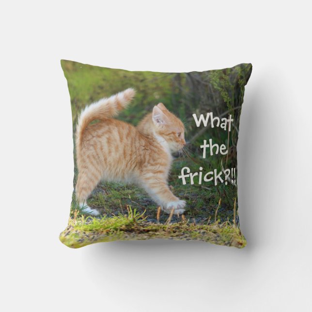 Funny Überraschte Katze. Was für ein Fregal? Kissen (Vorderseite)