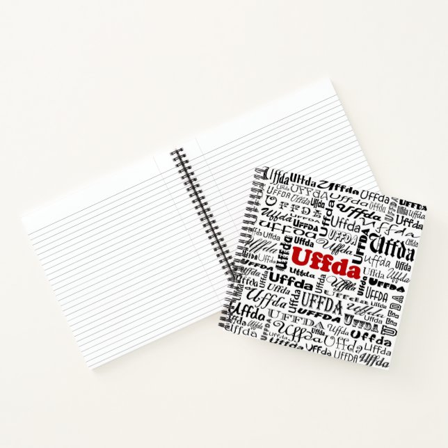 Funny Uffda Norwegischer Ausdruck Schwarz & Roter  Notizbuch (Innenseite)