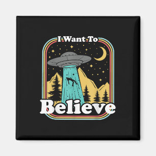 Funny UFO Entführung 70er 80er Retro Alien Woll ic Magnet