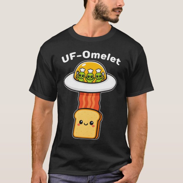 Funny UFO Food Pun Kawaiioast UFOmelet Alien girl T-Shirt (Vorderseite)