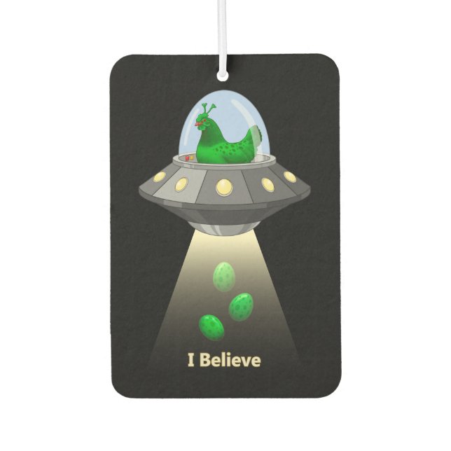 Funny UFO Green Chicken Egg Alien Entführung Autolufterfrischer (Vorderseite)