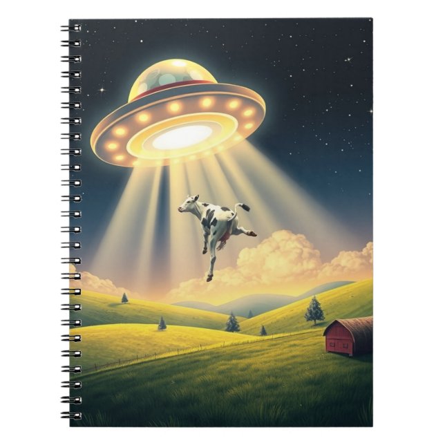 Funny UFO Kuh Abduction Spiral Foto Notebook Notizblock (Vorderseite)