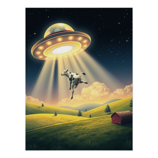 Funny UFO Kuh Abduction Spiral Foto Notebook Poster (Vorderseite)