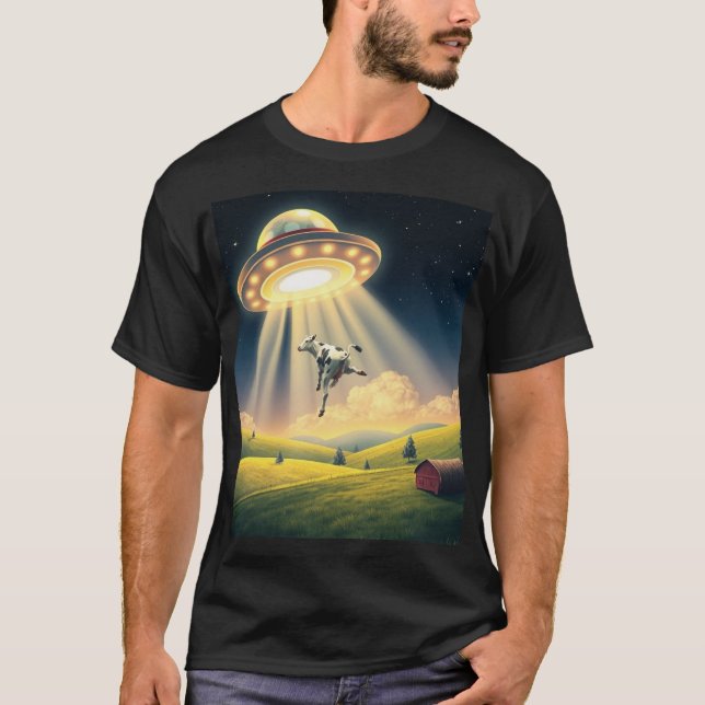 Funny UFO Kuh Entführung T - Shirt (Vorderseite)