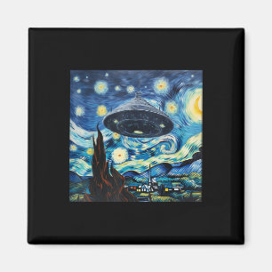 Funny UFO Sighting Starry Night Alien Wollte ich z Magnet