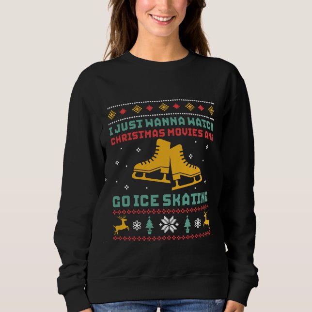 Funny Ugge Christmas Sweater Ice Skaten Skater Sweatshirt (Vorderseite)