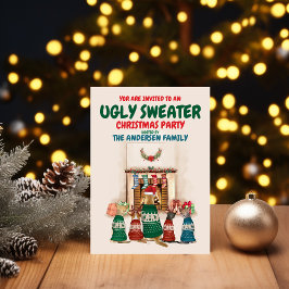 Funny Ugge Sweater Weihnachts-Party mit Hunden Einladung