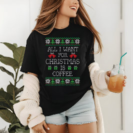 Funny Uggli Christmas Sweater Coffee Strick Script Tri-Blend Shirt