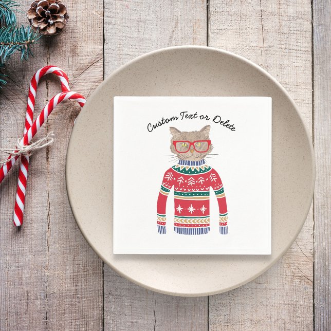 Funny Uggli Christmas Sweater Party, Niedlich Cat  Serviette (Von Creator hochgeladen)