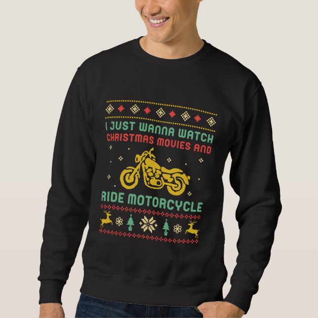 Funny Uggli Weihnachten Sweater Ride Motorrad Bike Sweatshirt (Vorderseite)