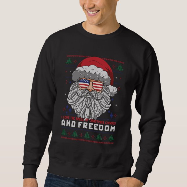 Funny Uggli Weihnachts Sweater American Flag Santa Sweatshirt (Vorderseite)