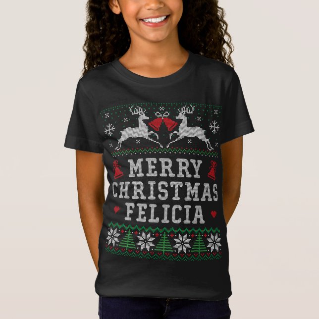 Funny Ugly Christmas Merry Xmas Felicia T-Shirt (Vorderseite)
