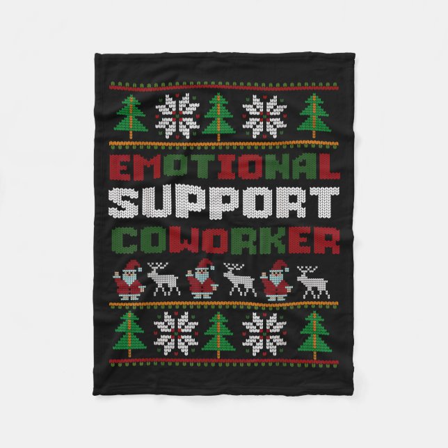 Funny Ugly Christmas Sweater Emotional Suprt Cowor Fleecedecke (Vorderseite)