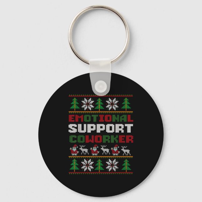 Funny Ugly Christmas Sweater Emotional Suprt Cowor Schlüsselanhänger (Vorderseite)