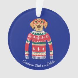 Funny Ugly Christmas Sweater, Hund mit Brille Ornament