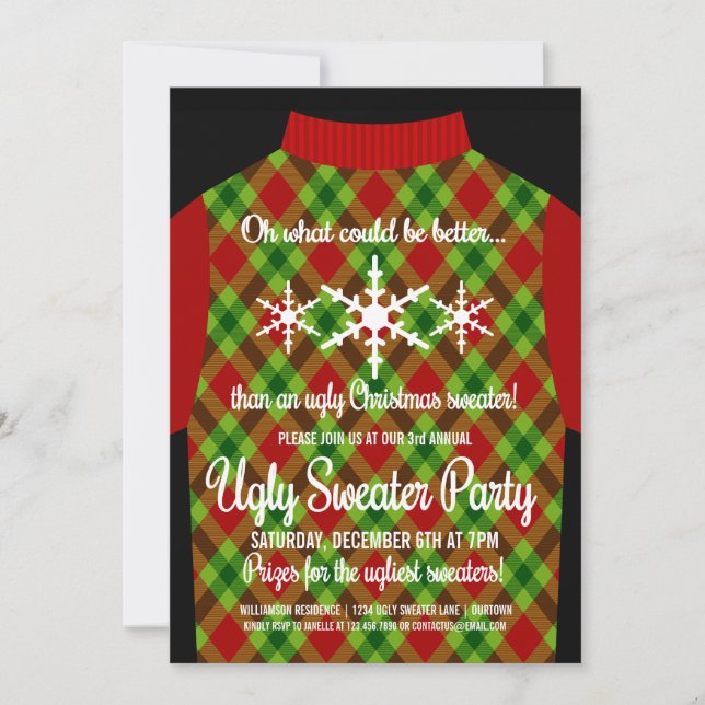 Funny Ugly Christmas Sweater Party Einladung (Vorderseite)