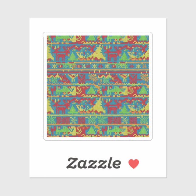 Funny Ugly Christmas Sweater Pattern Holiday  Aufkleber (Blatt)