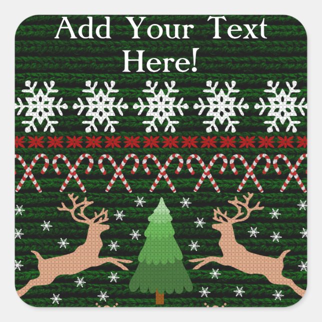 Funny Ugly Christmas Sweater Personalisiert Quadratischer Aufkleber (Vorderseite)