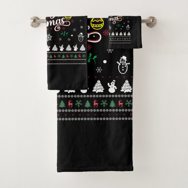 Funny Ugly Frohe Weihnachten Badhandtuch Set (Insitu)