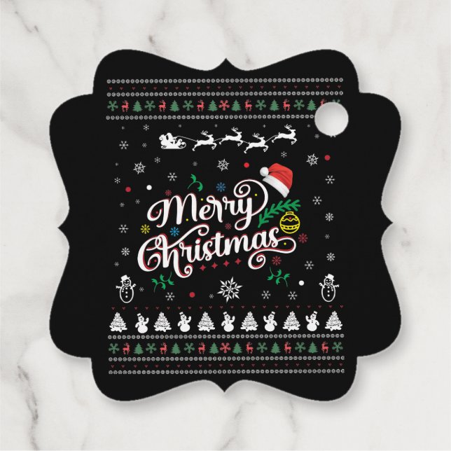 Funny Ugly Frohe Weihnachten Geschenkanhänger (Rückseite)