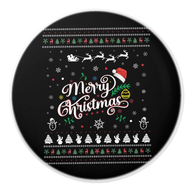 Funny Ugly Frohe Weihnachten Keramikknauf (Vorderseite)