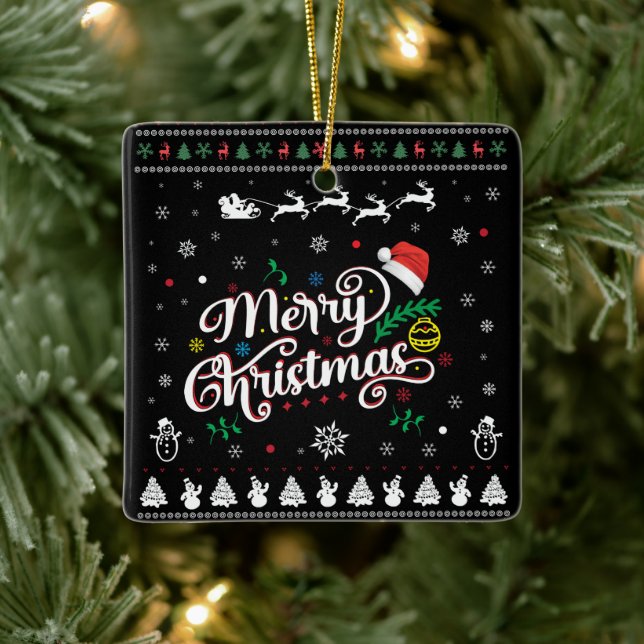 Funny Ugly Frohe Weihnachten Keramikornament (Baum)
