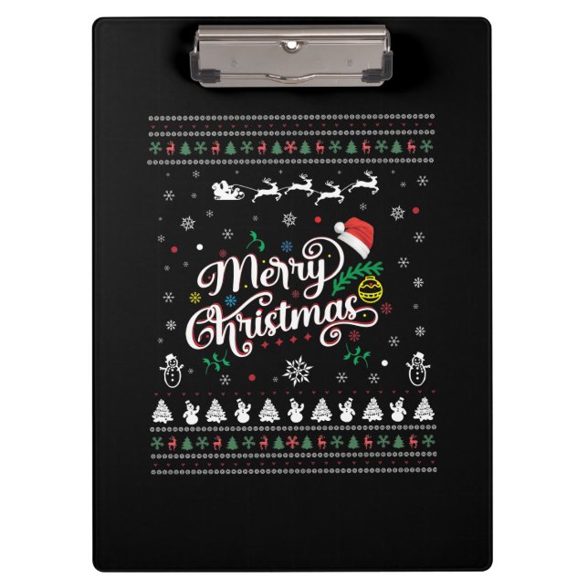Funny Ugly Frohe Weihnachten Klemmbrett (Vorderseite)