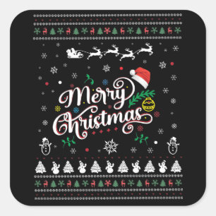 Funny Ugly Frohe Weihnachten Quadratischer Aufkleber