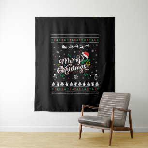 Funny Ugly Frohe Weihnachten Wandteppich