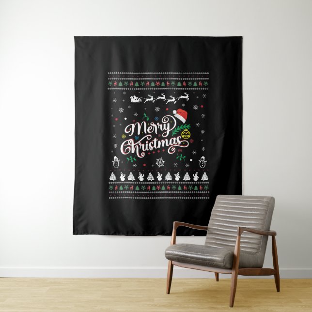 Funny Ugly Frohe Weihnachten Wandteppich (Beispiel)