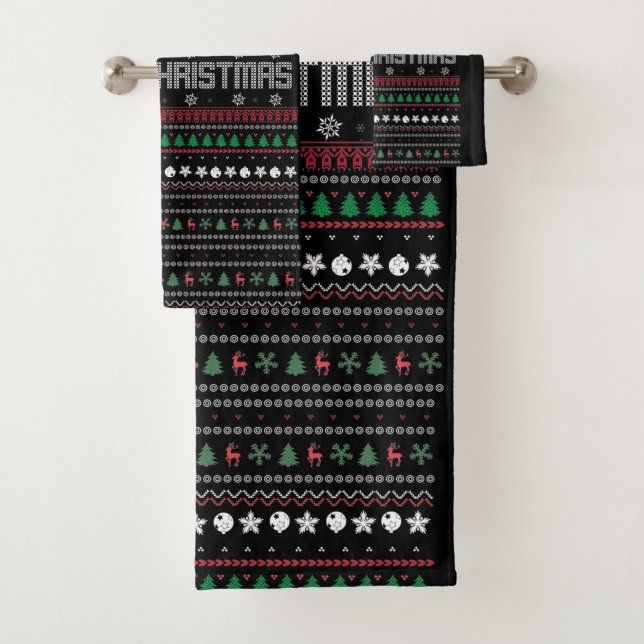 Funny Ugly Frohe Weihnachtsmuster Badhandtuch Set (Insitu)