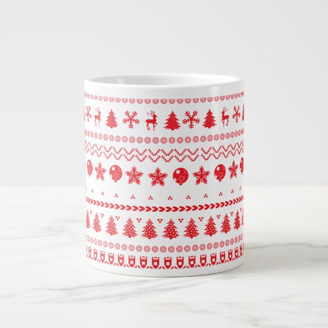 Funny Ugly Frohe Weihnachtsmuster Jumbo-Tasse (Vorderseite)