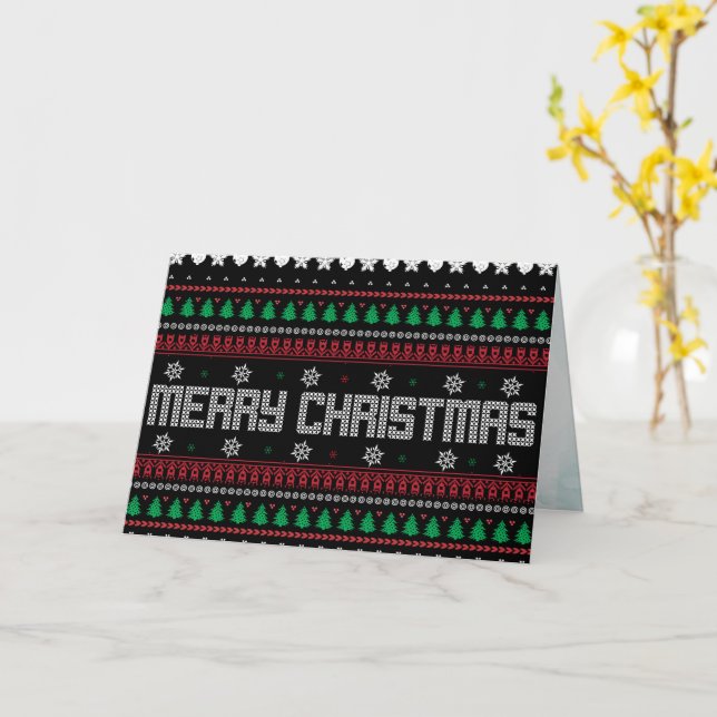Funny Ugly Frohe Weihnachtsmuster Karte (Gelbe Blume)