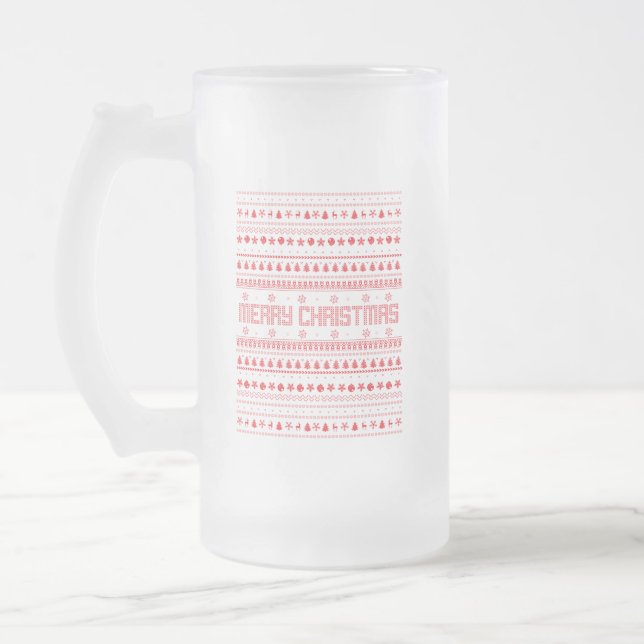 Funny Ugly Frohe Weihnachtsmuster Mattglas Bierglas (Links)