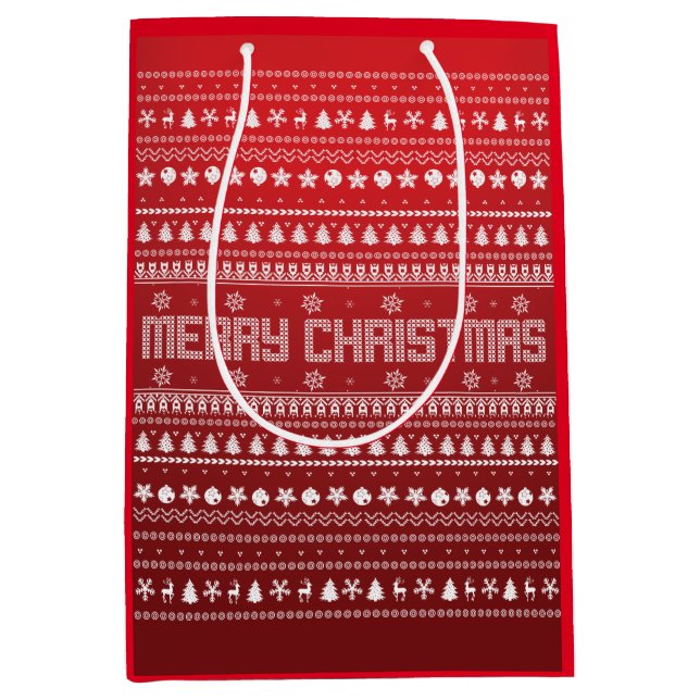 Funny Ugly Frohe Weihnachtsmuster Mittlere Geschenktüte (Vorderseite)