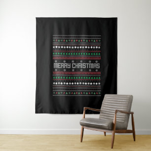 Funny Ugly Frohe Weihnachtsmuster Wandteppich