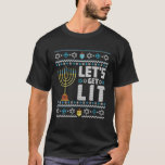 Funny Ugly Hanukkah Sweater Lasse Lit Menorah T-Shirt<br><div class="desc">Funny Ugly Hanukkah Sweater Lasse Lit Menorah Shirt</div>