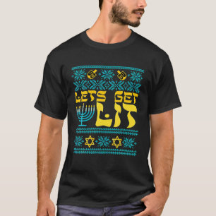 Funny Ugly Hanukkah Sweater Lasse Lit Menorah T-Shirt